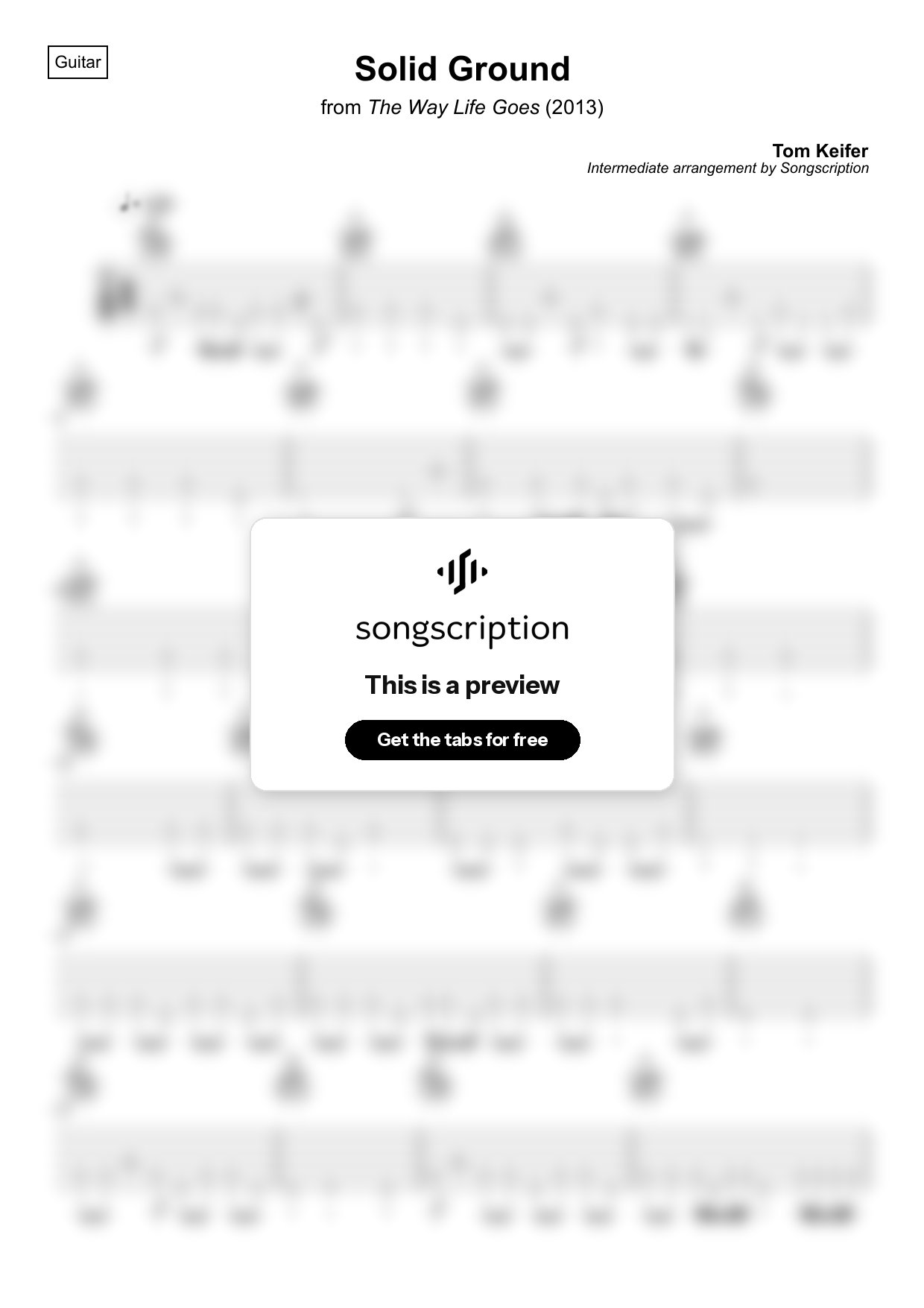 Intermediate Acoustic Guitar Tabs for "Solid Ground" by Tom Keifer