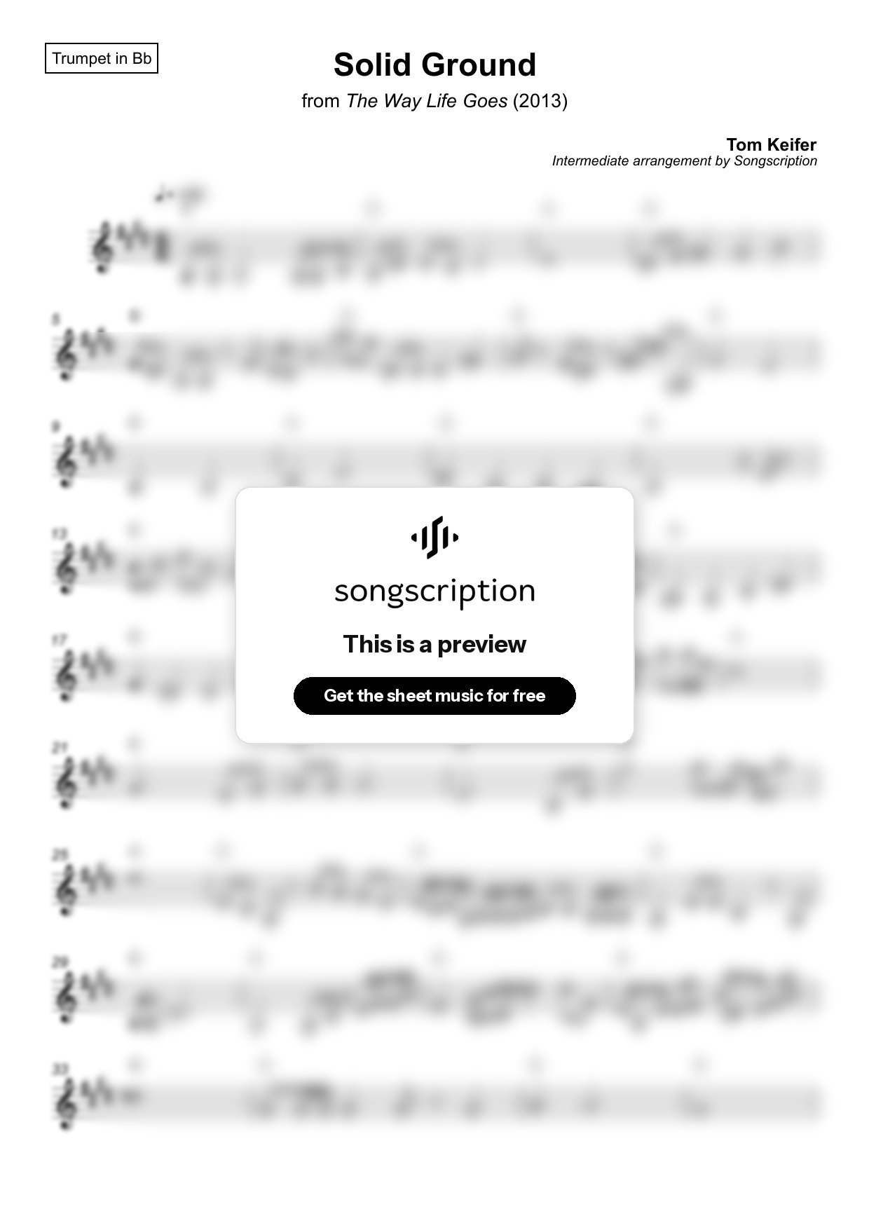 Intermediate Trumpet Sheet Music for "Solid Ground" by Tom Keifer