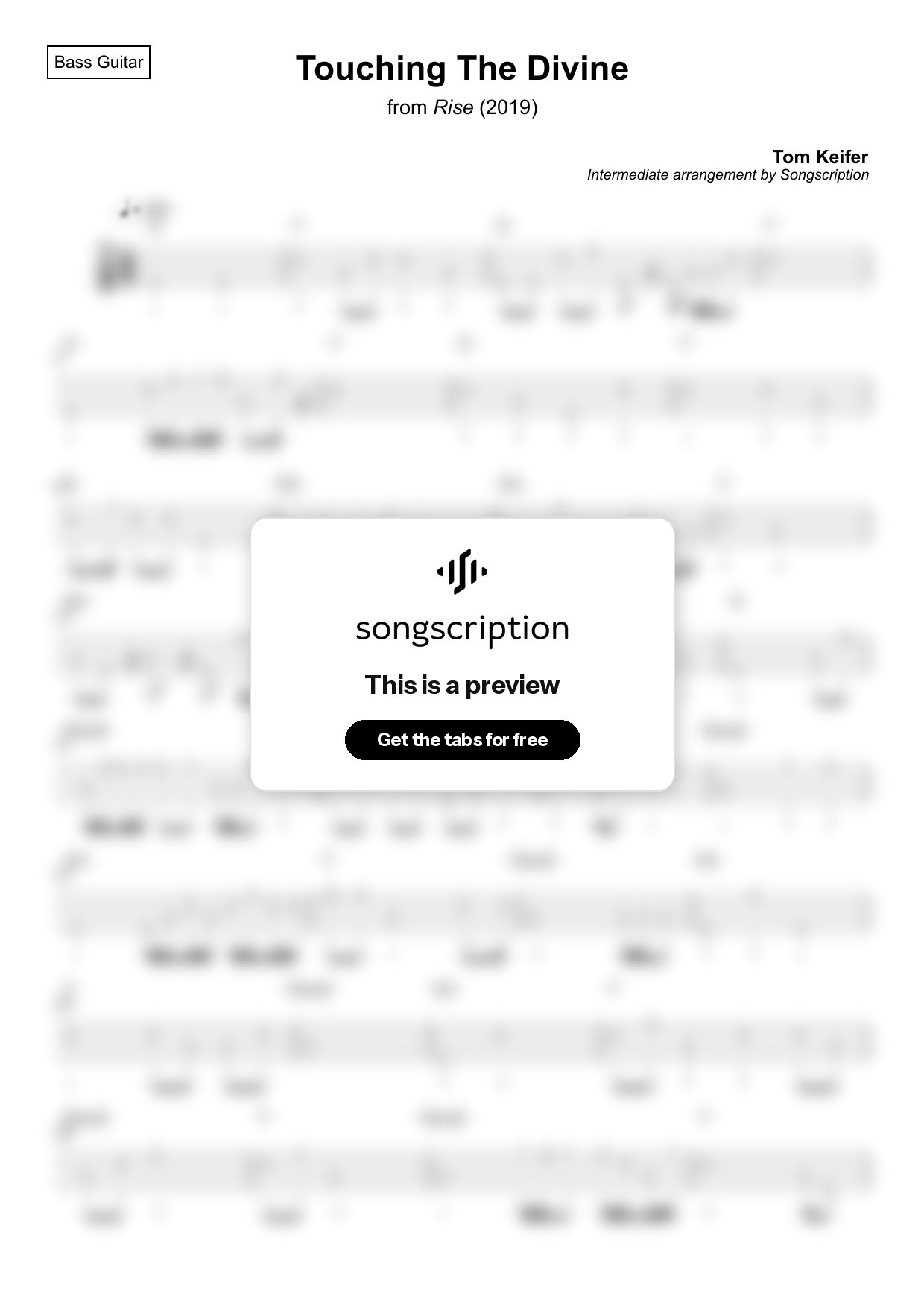 Intermediate Bass Guitar Tabs for "Touching The Divine" by Tom Keifer