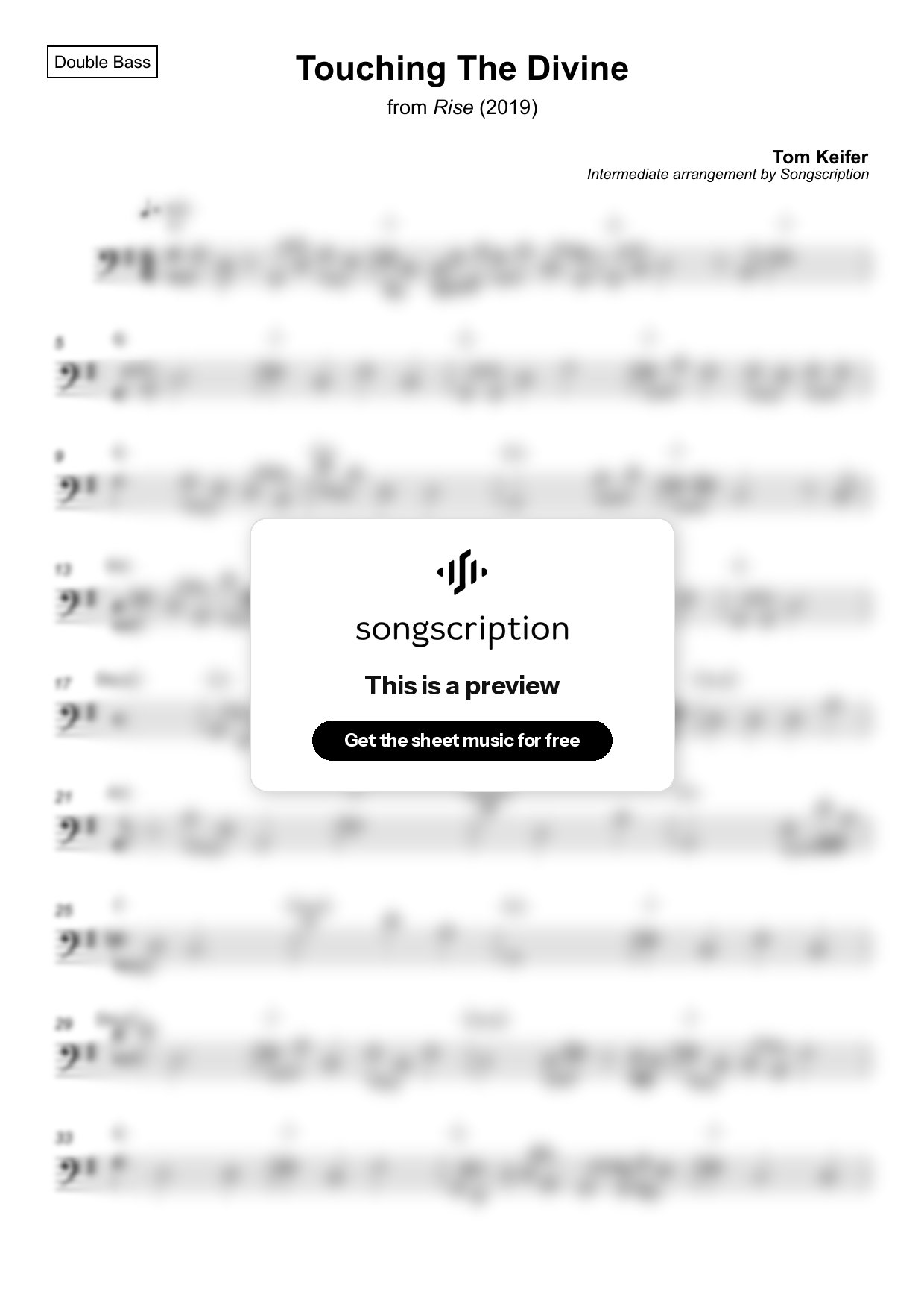 Intermediate Double Bass Sheet Music for "Touching The Divine" by Tom Keifer