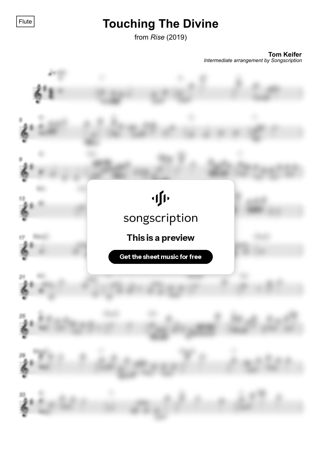 Intermediate Flute Sheet Music for "Touching The Divine" by Tom Keifer