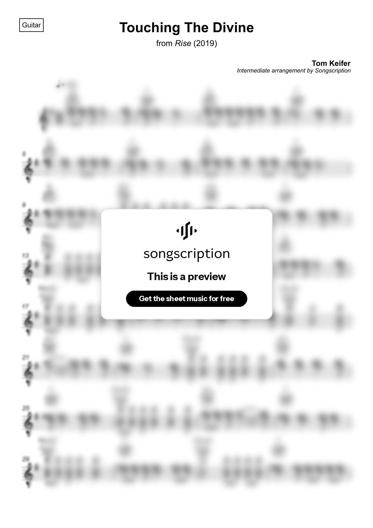 Intermediate Acoustic Guitar Sheet Music for "Touching The Divine" by Tom Keifer