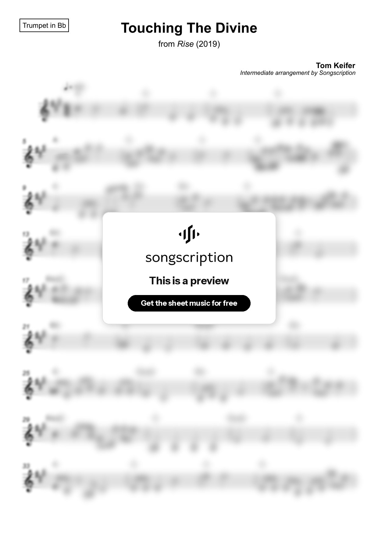 Intermediate Trumpet Sheet Music for "Touching The Divine" by Tom Keifer