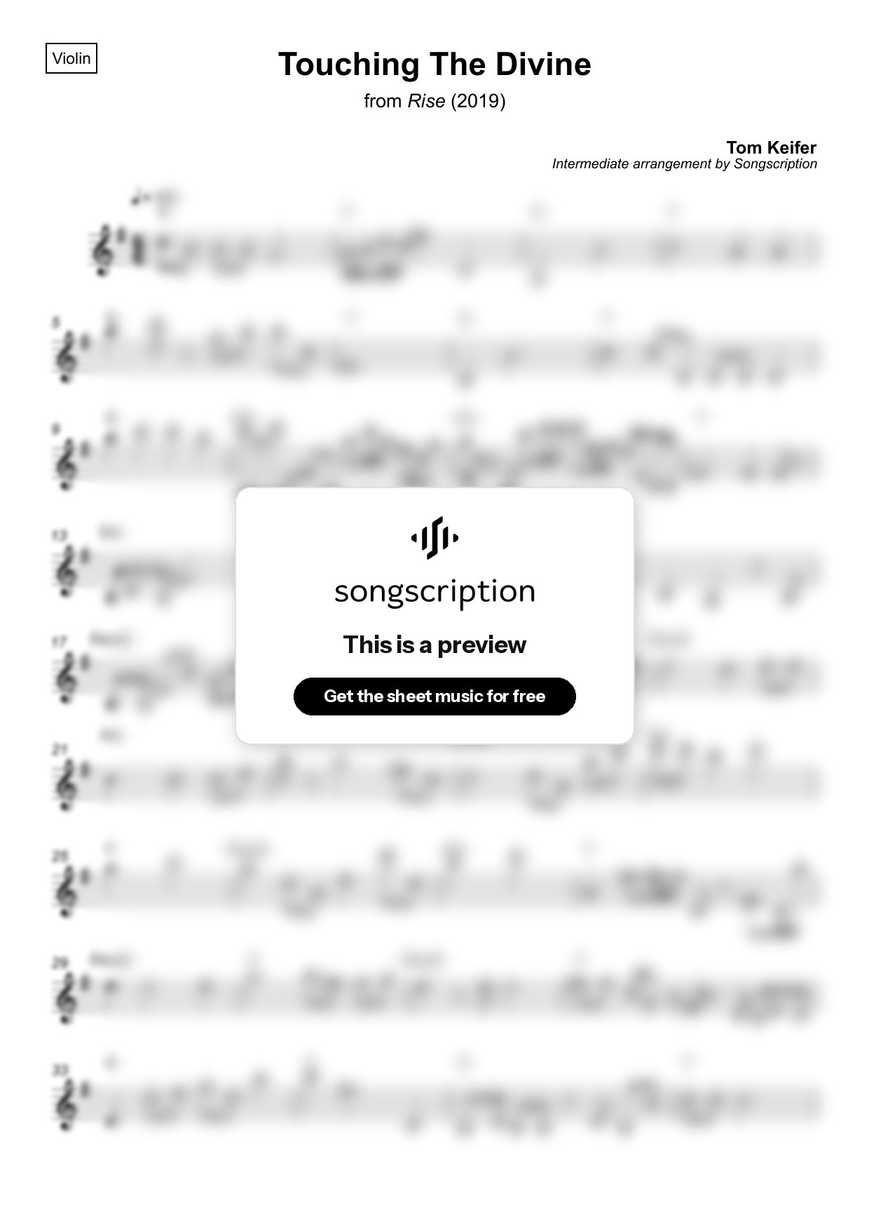 Intermediate Violin Sheet Music for "Touching The Divine" by Tom Keifer