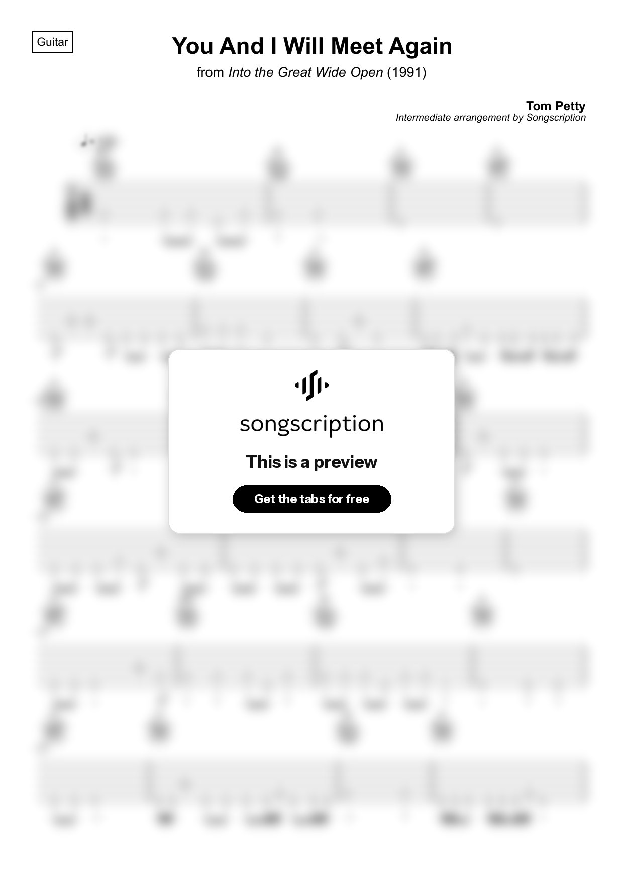 Intermediate Acoustic Guitar Tabs for "You And I Will Meet Again" by Tom Petty