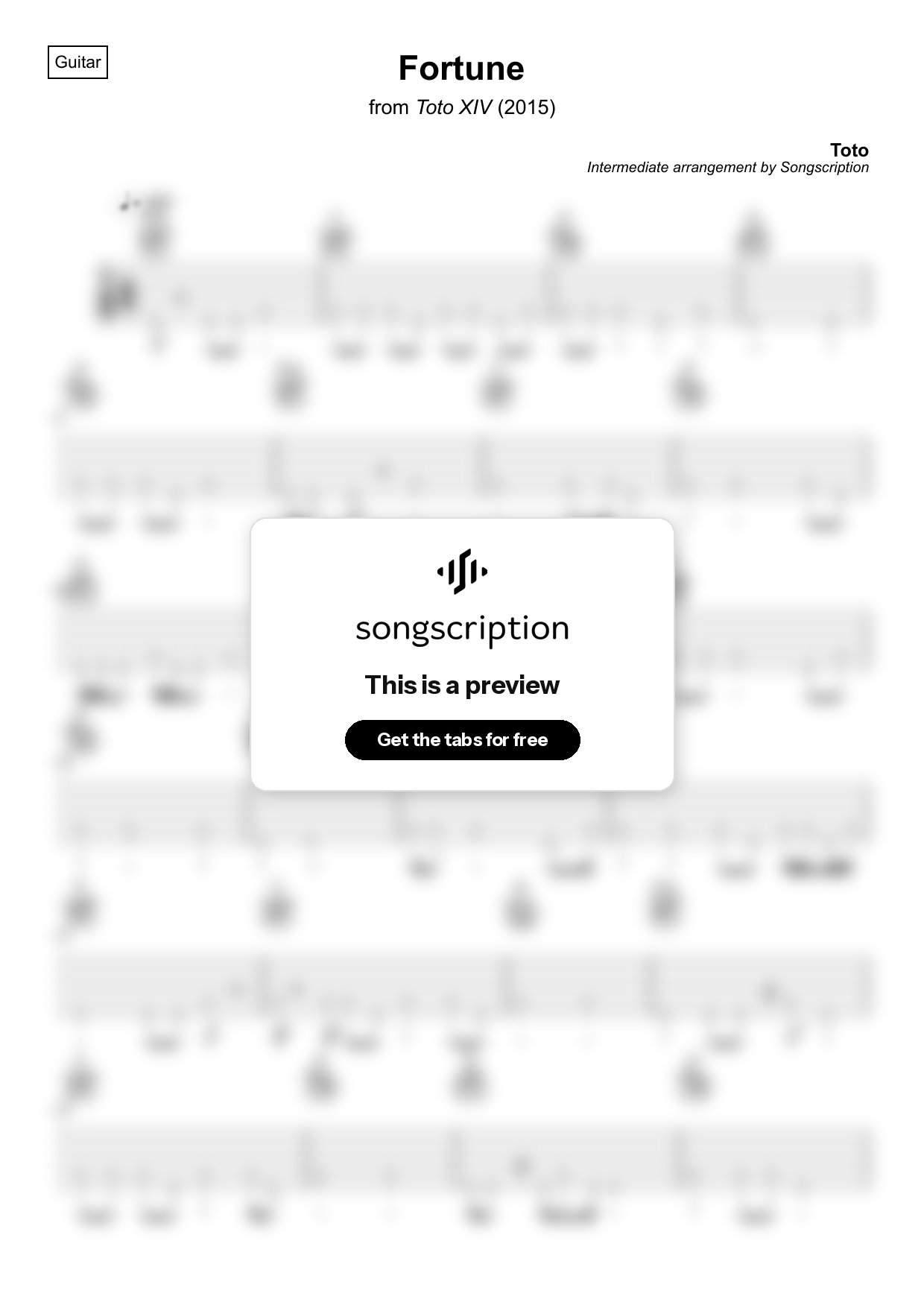Intermediate Acoustic Guitar Tabs for "Fortune" by Toto