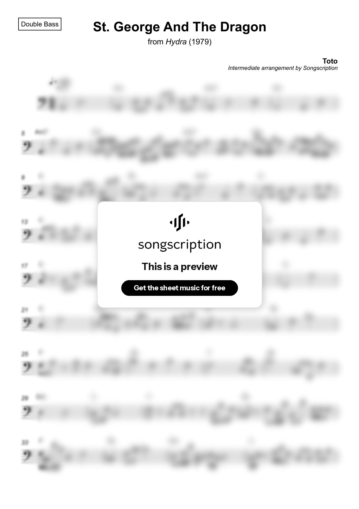 Intermediate Double Bass Sheet Music for "St. George And The Dragon" by Toto