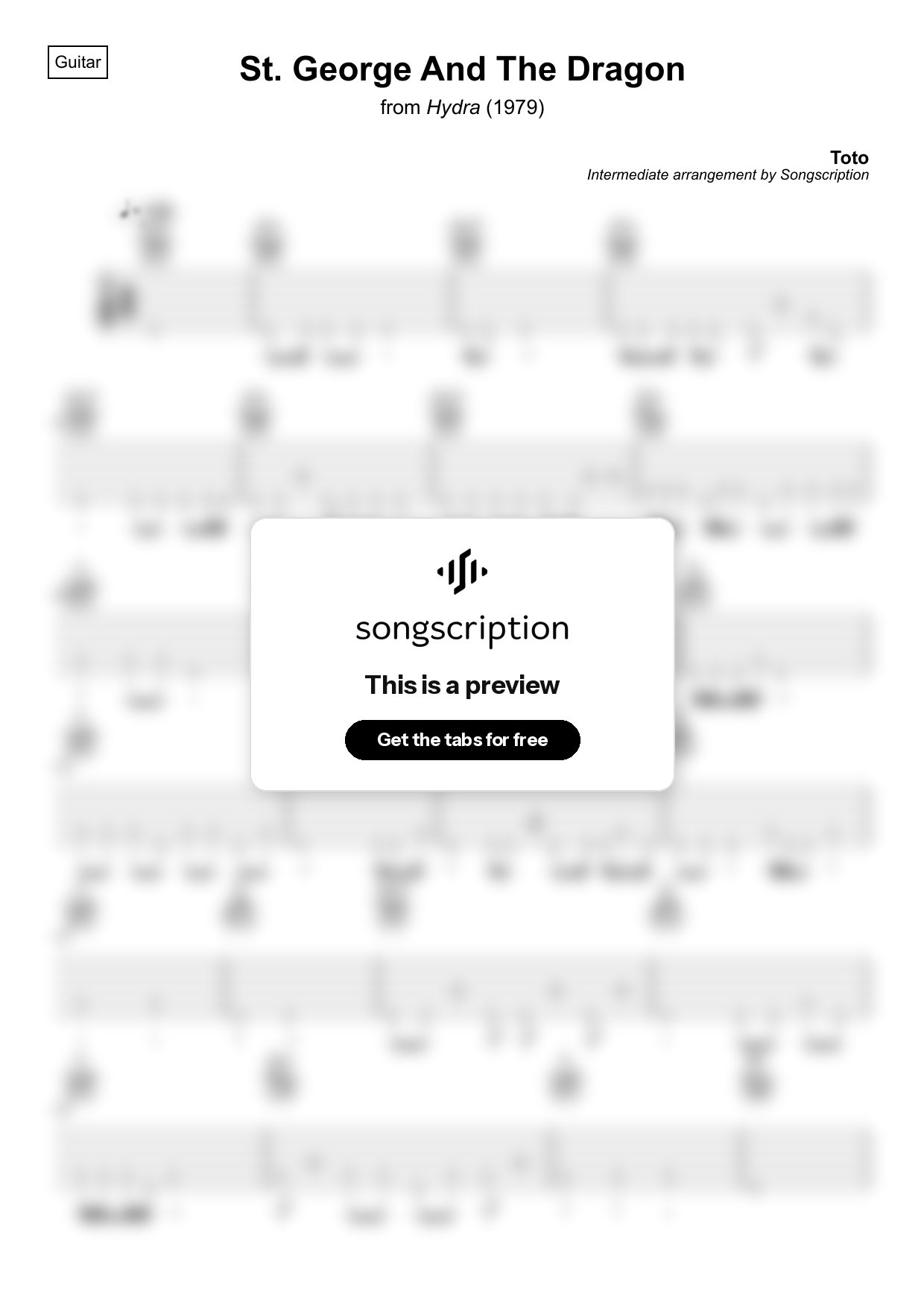 Intermediate Acoustic Guitar Tabs for "St. George And The Dragon" by Toto