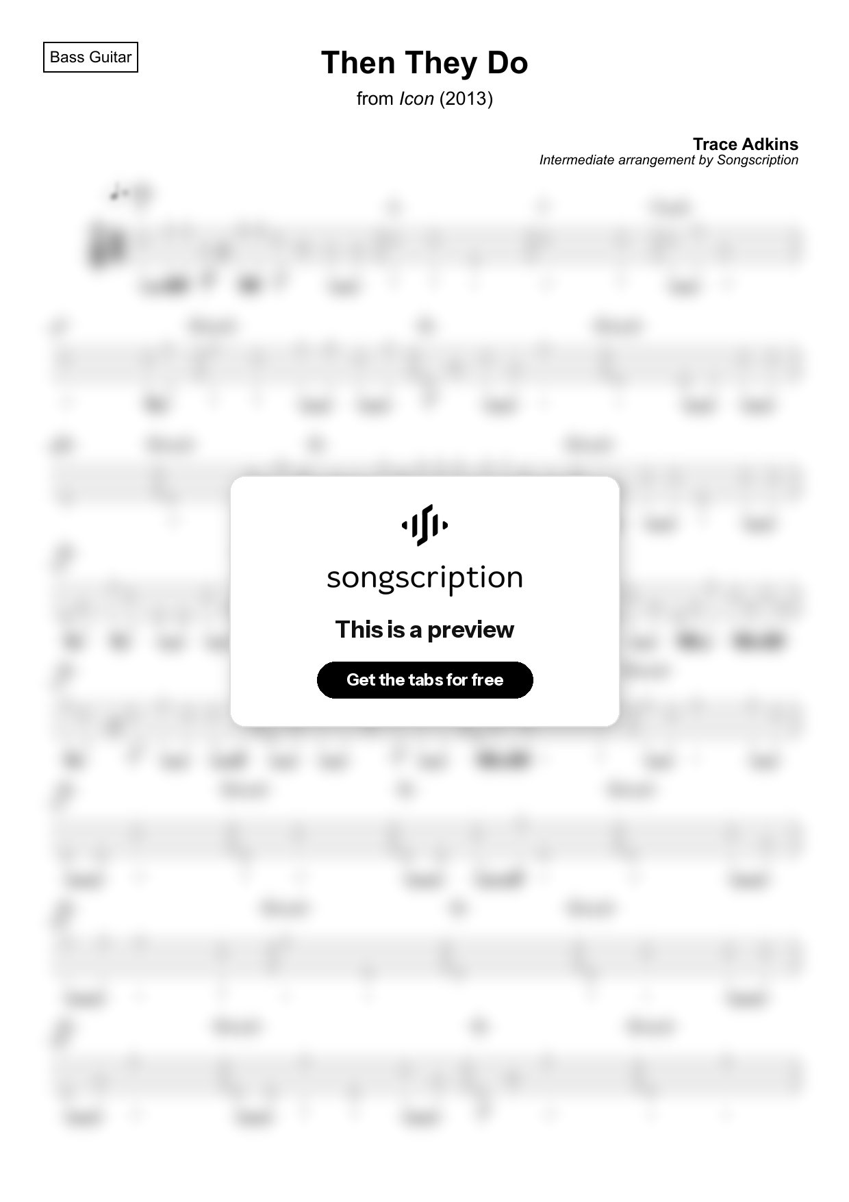 Intermediate Bass Guitar Tabs for "Then They Do" by Trace Adkins