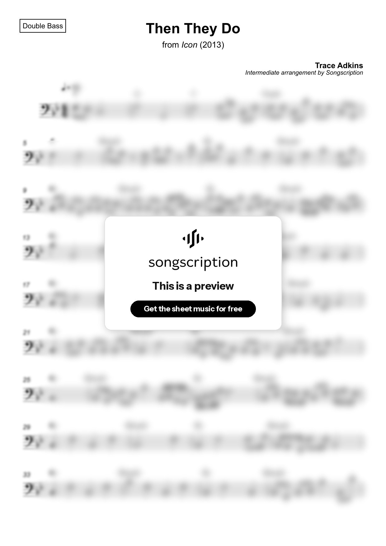 Intermediate Double Bass Sheet Music for "Then They Do" by Trace Adkins