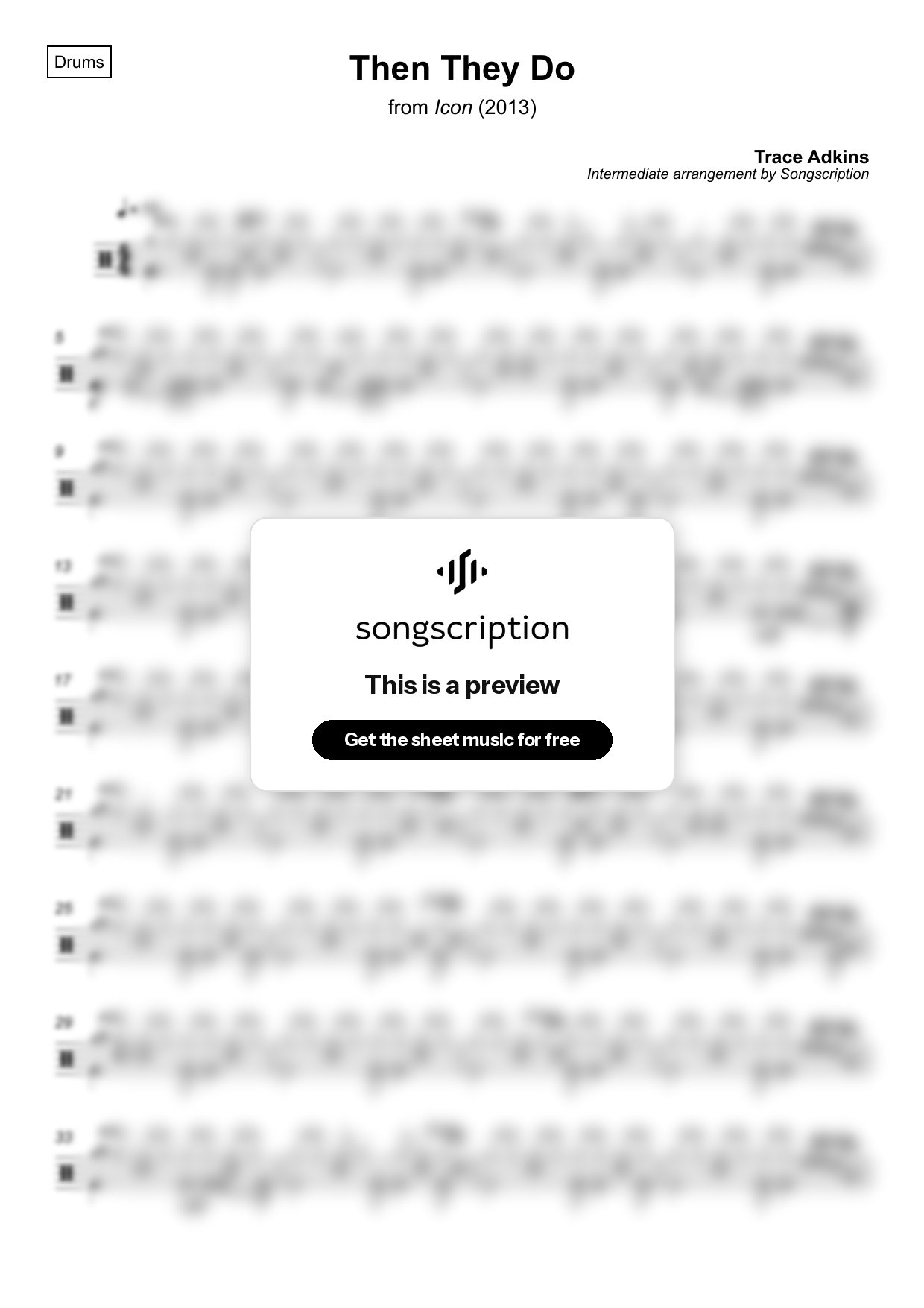 Intermediate Drums Sheet Music for "Then They Do" by Trace Adkins