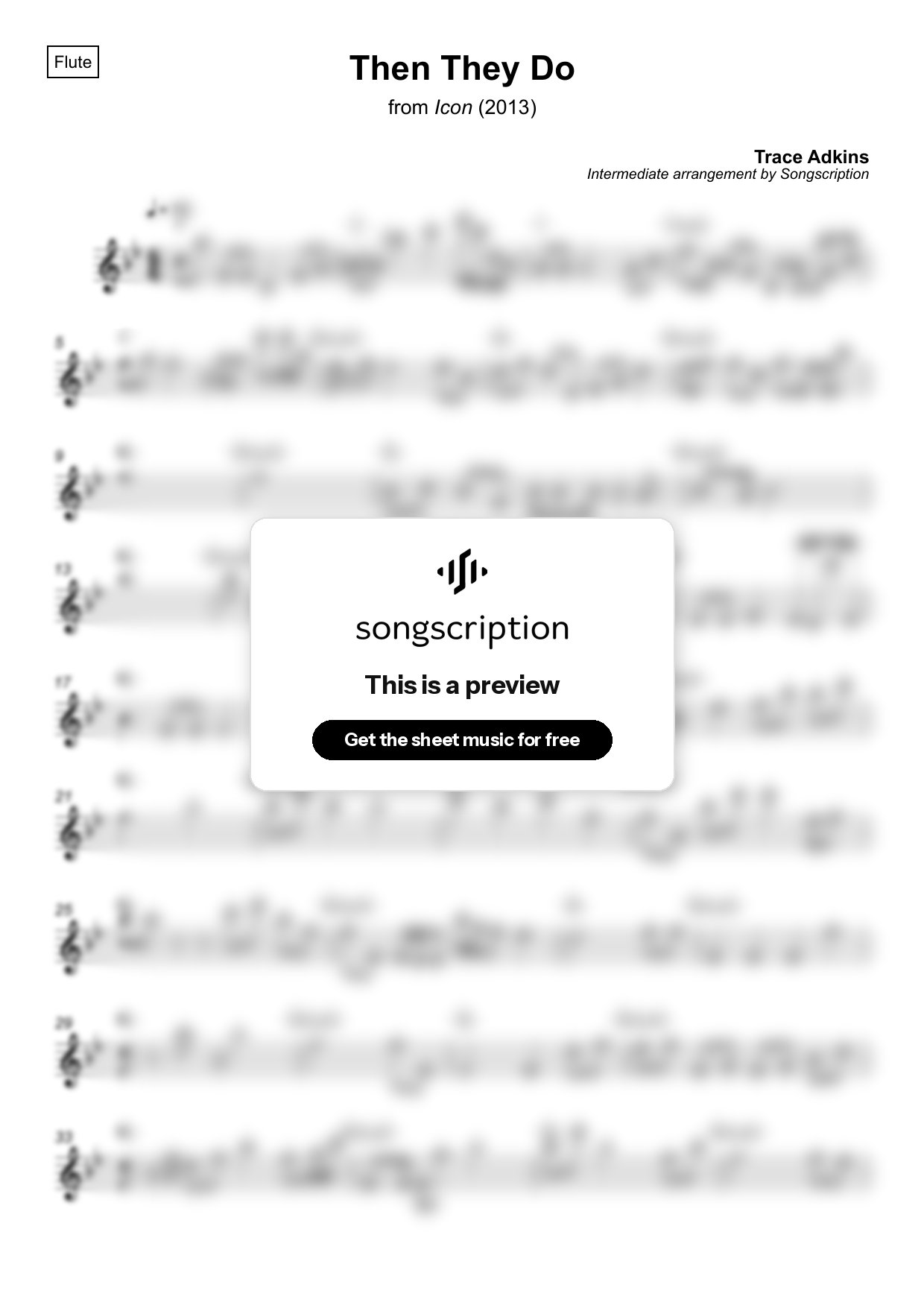 Intermediate Flute Sheet Music for "Then They Do" by Trace Adkins