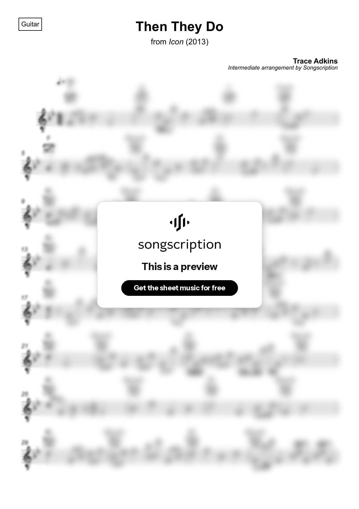 Intermediate Acoustic Guitar Sheet Music for "Then They Do" by Trace Adkins