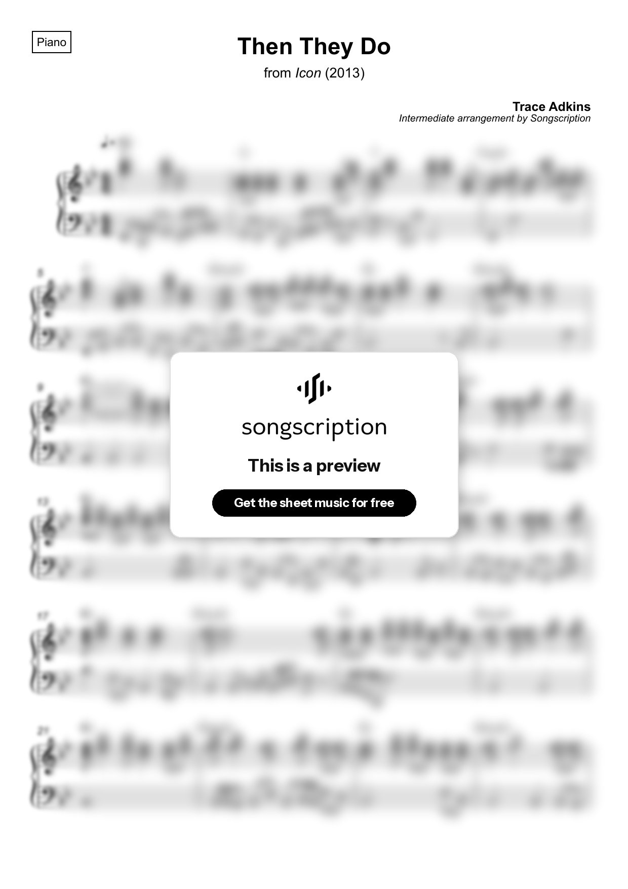 Intermediate Piano Sheet Music for "Then They Do" by Trace Adkins