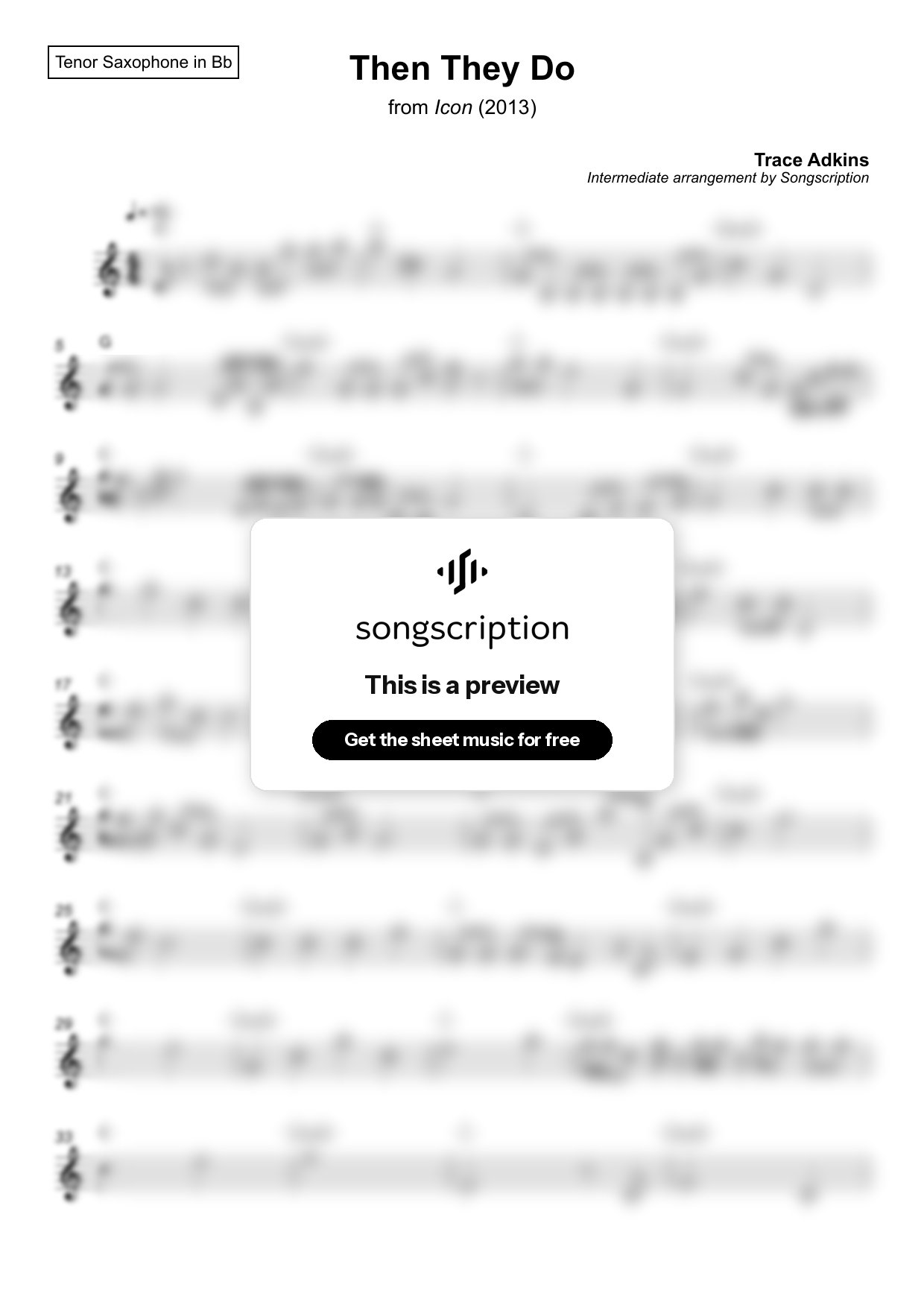 Intermediate Tenor Sax Sheet Music for "Then They Do" by Trace Adkins