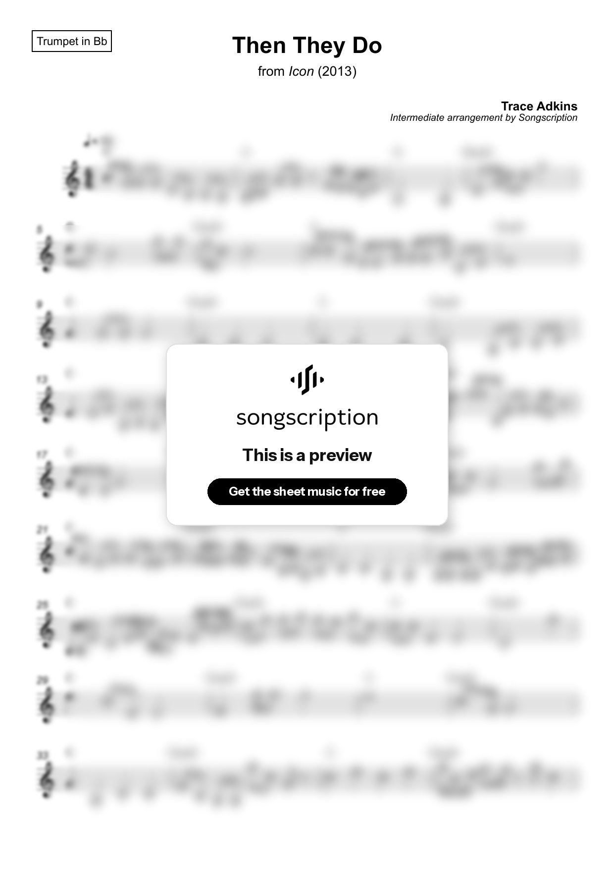 Intermediate Trumpet Sheet Music for "Then They Do" by Trace Adkins