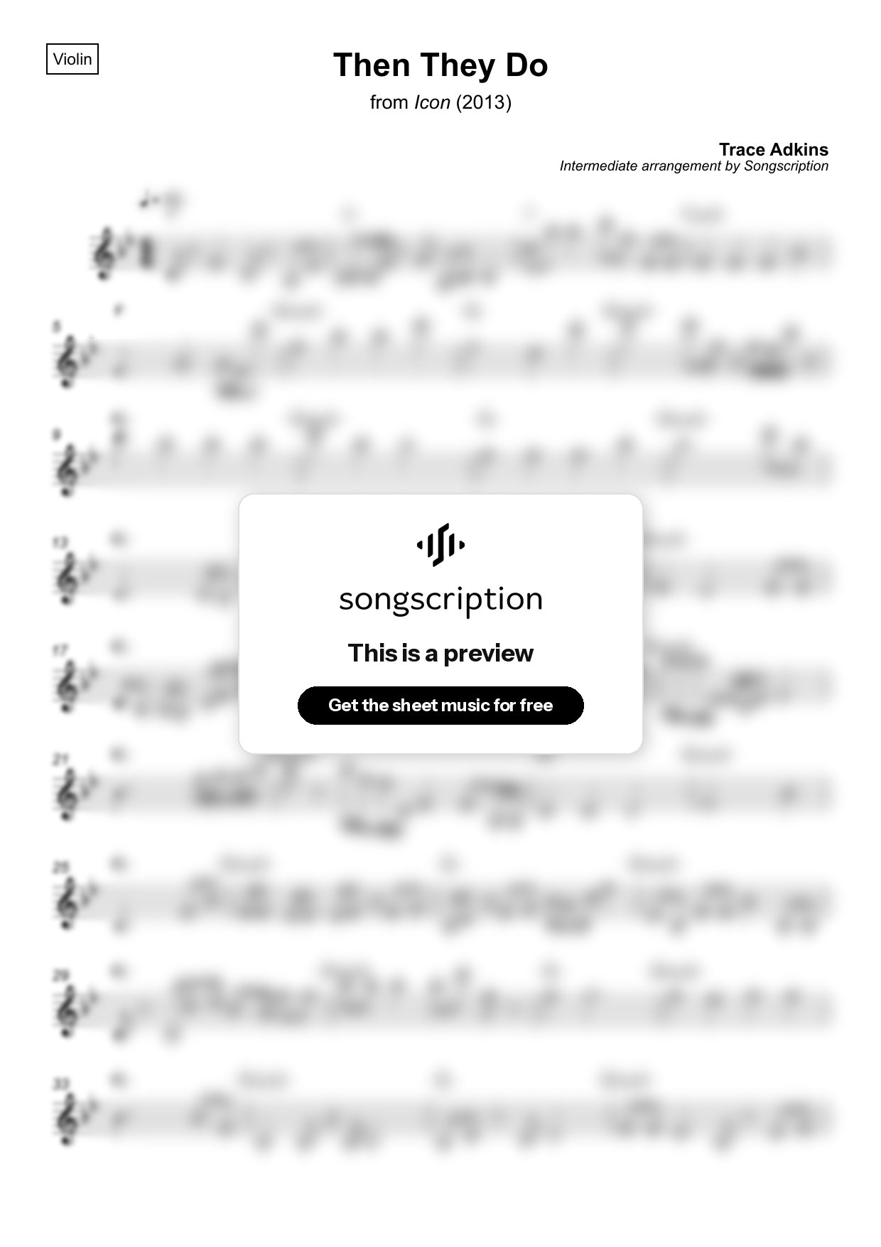Intermediate Violin Sheet Music for "Then They Do" by Trace Adkins