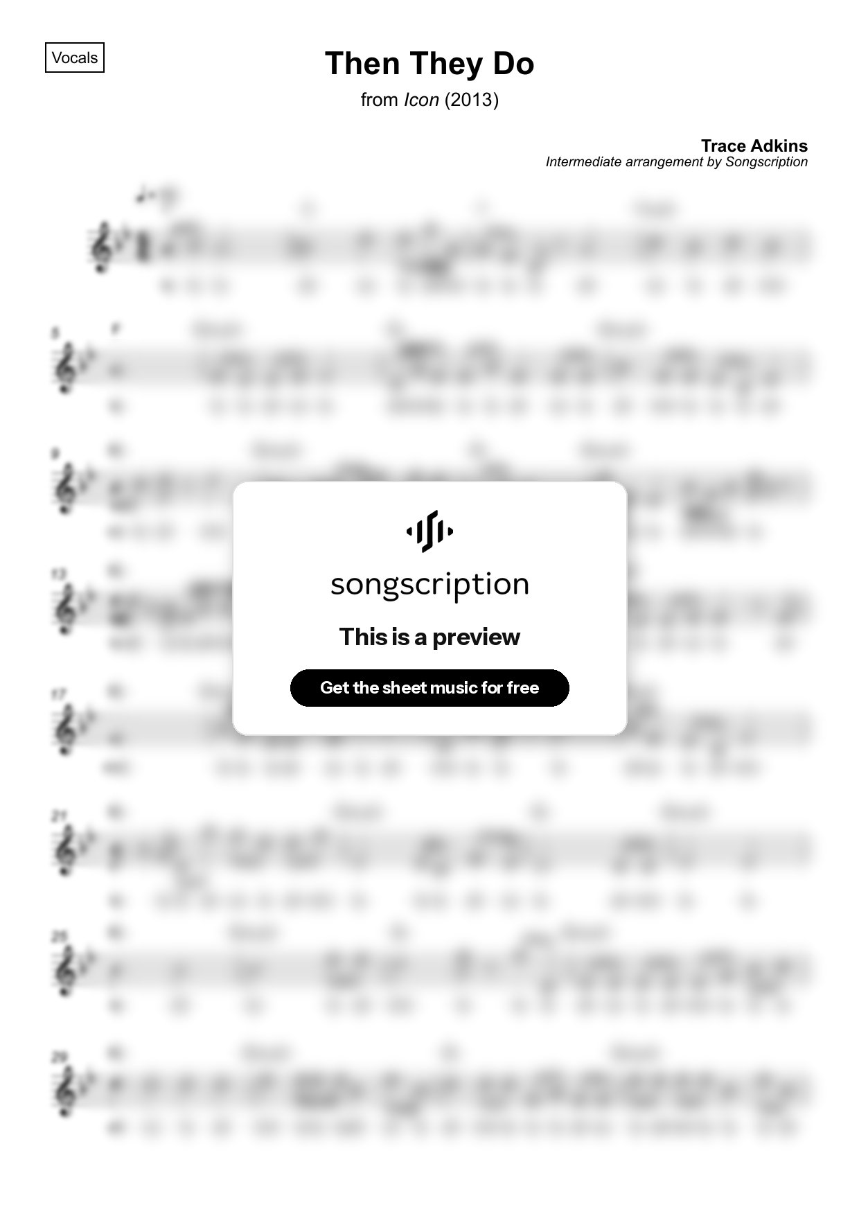 Intermediate Vocals Sheet Music for "Then They Do" by Trace Adkins