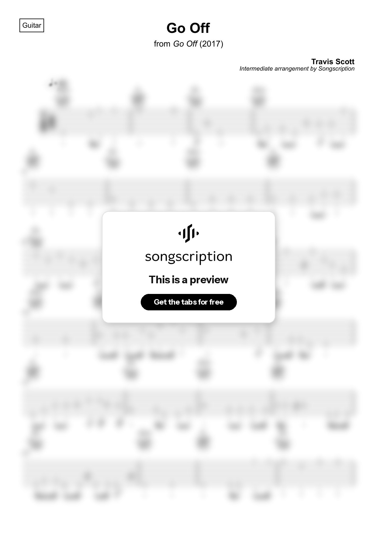 Intermediate Acoustic Guitar Tabs for "Go Off" by Travis Scott