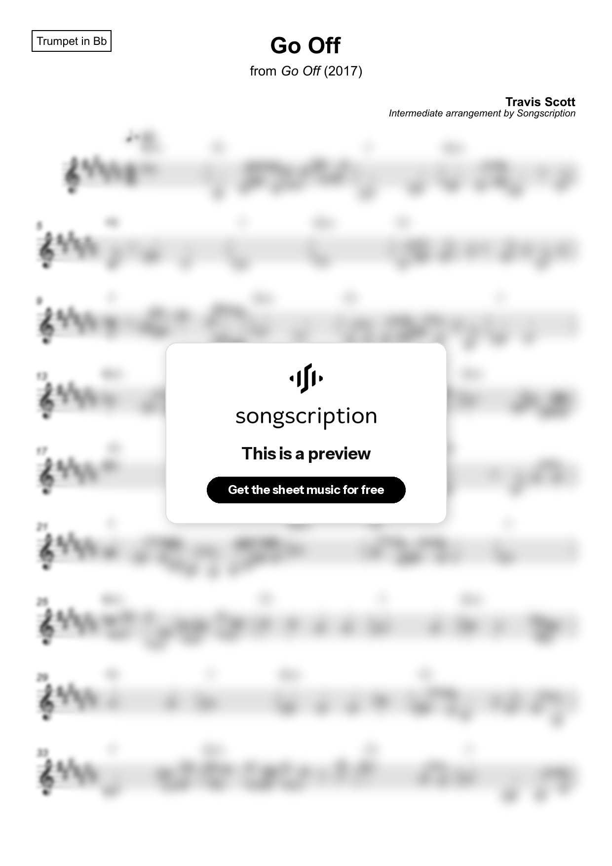 Intermediate Trumpet Sheet Music for "Go Off" by Travis Scott