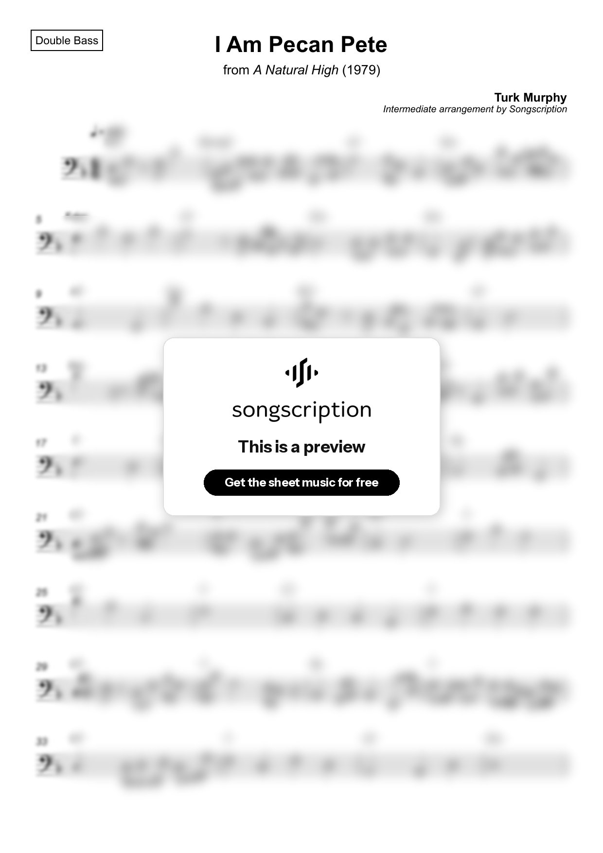 Intermediate Double Bass Sheet Music for "I Am Pecan Pete" by Turk Murphy