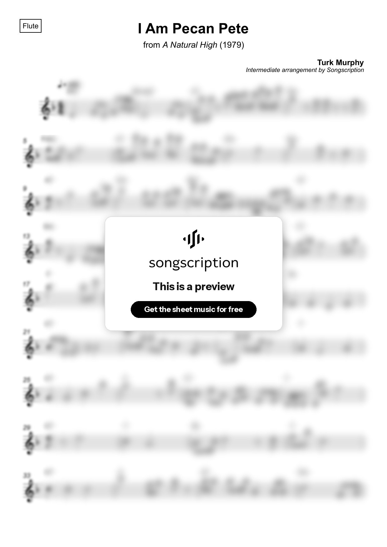 Intermediate Flute Sheet Music for "I Am Pecan Pete" by Turk Murphy