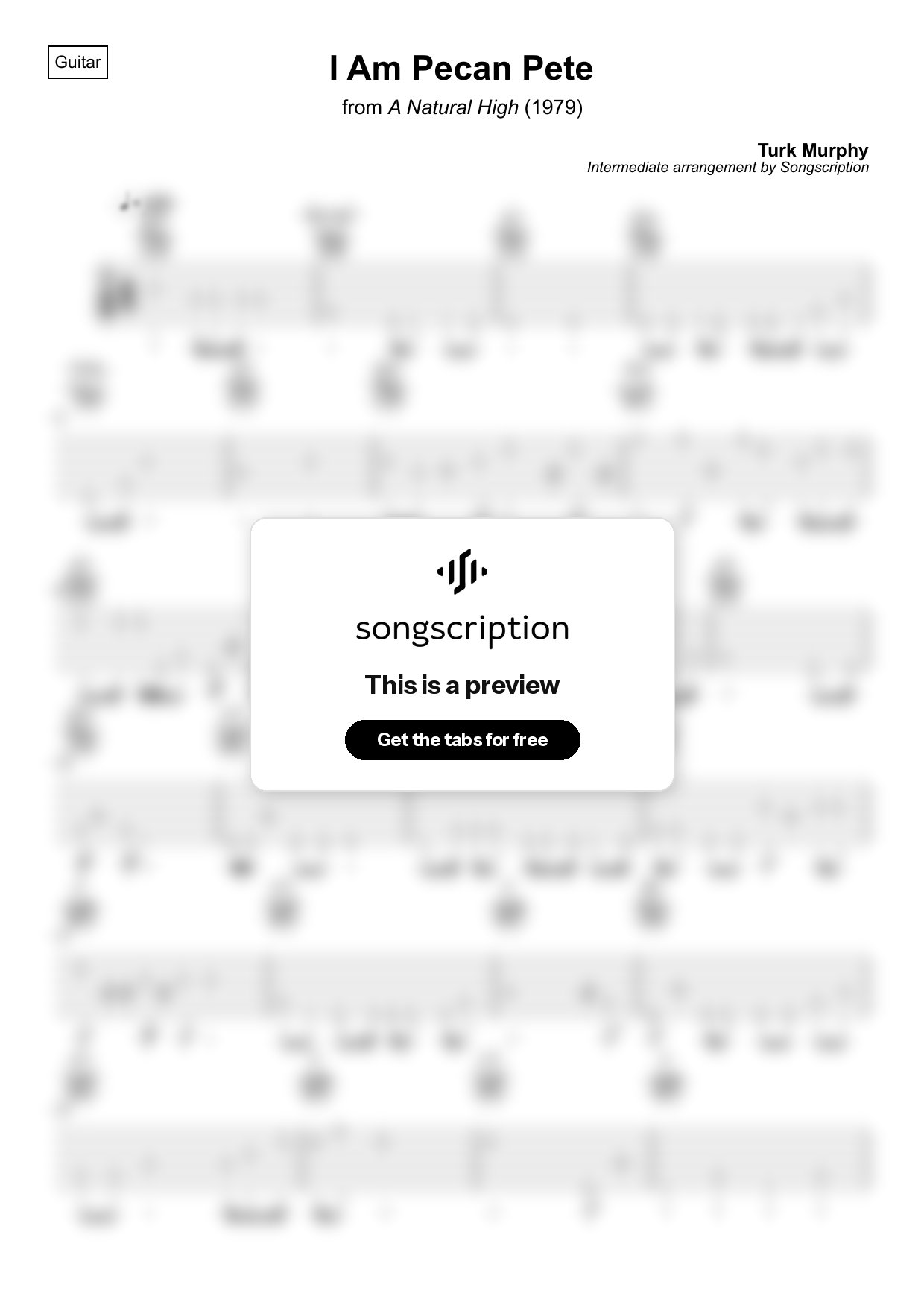 Intermediate Acoustic Guitar Tabs for "I Am Pecan Pete" by Turk Murphy