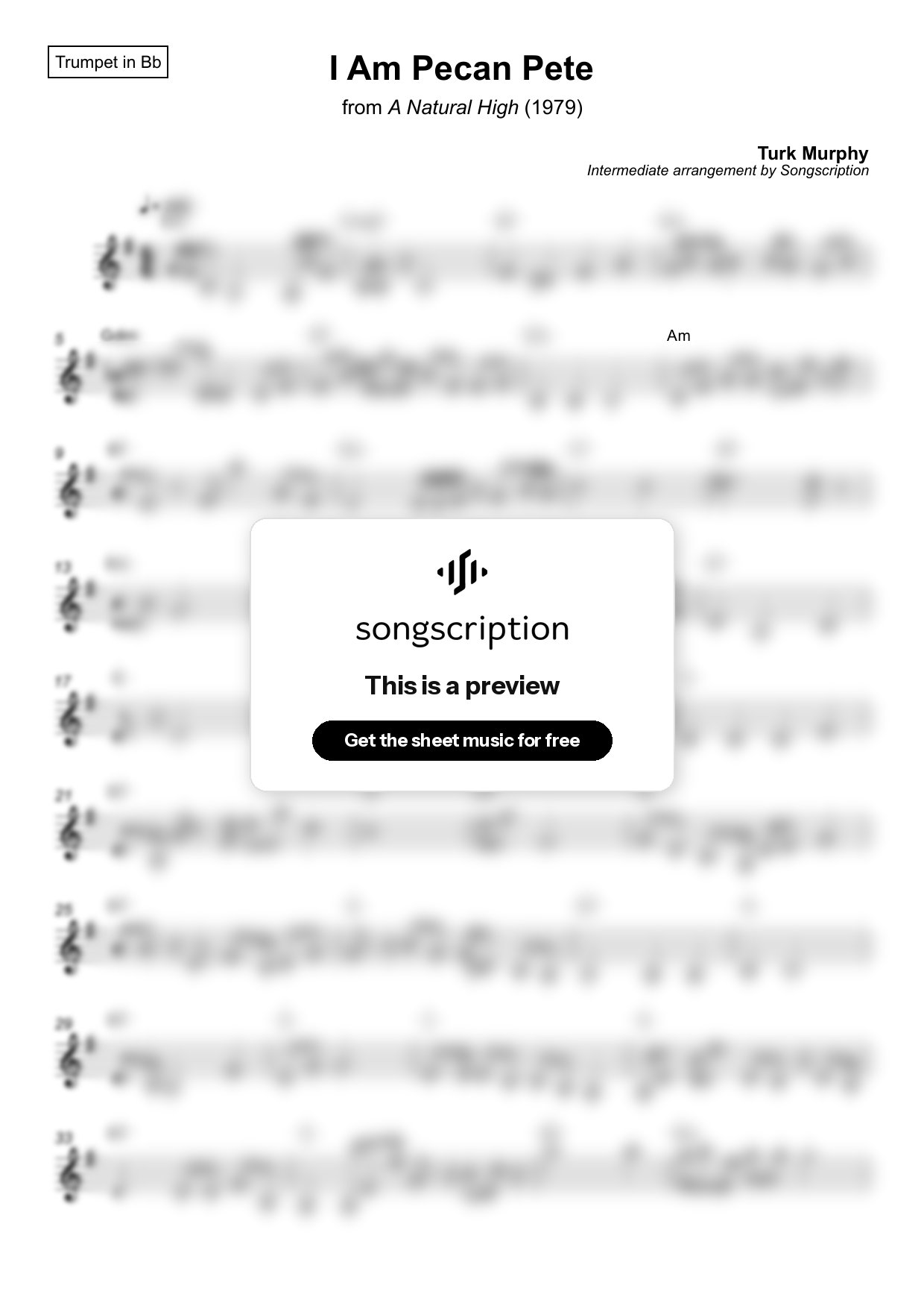 Intermediate Trumpet Sheet Music for "I Am Pecan Pete" by Turk Murphy