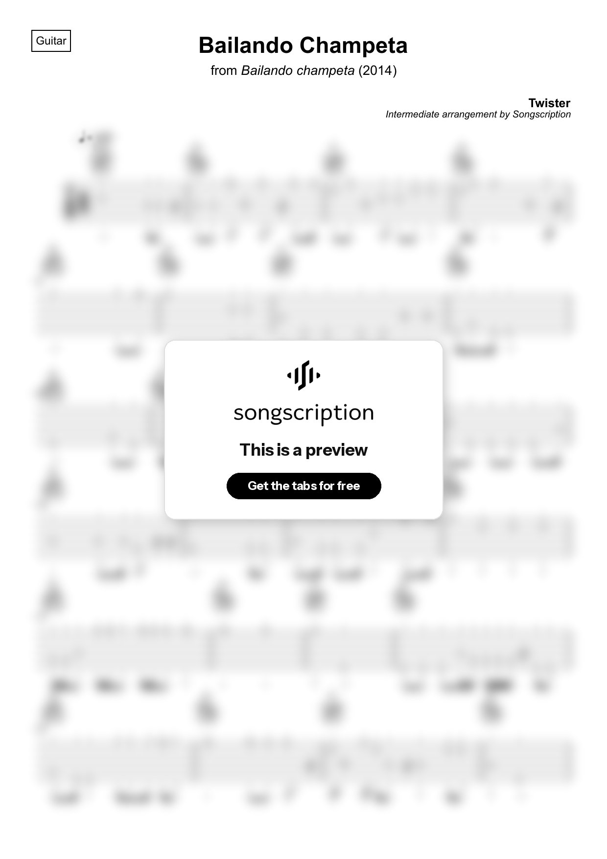 Intermediate Acoustic Guitar Tabs for "Bailando Champeta" by Twister