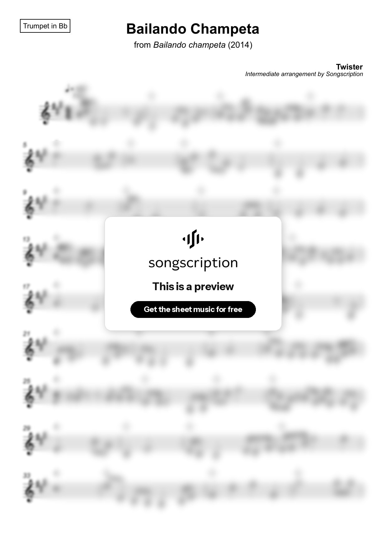 Intermediate Trumpet Sheet Music for "Bailando Champeta" by Twister