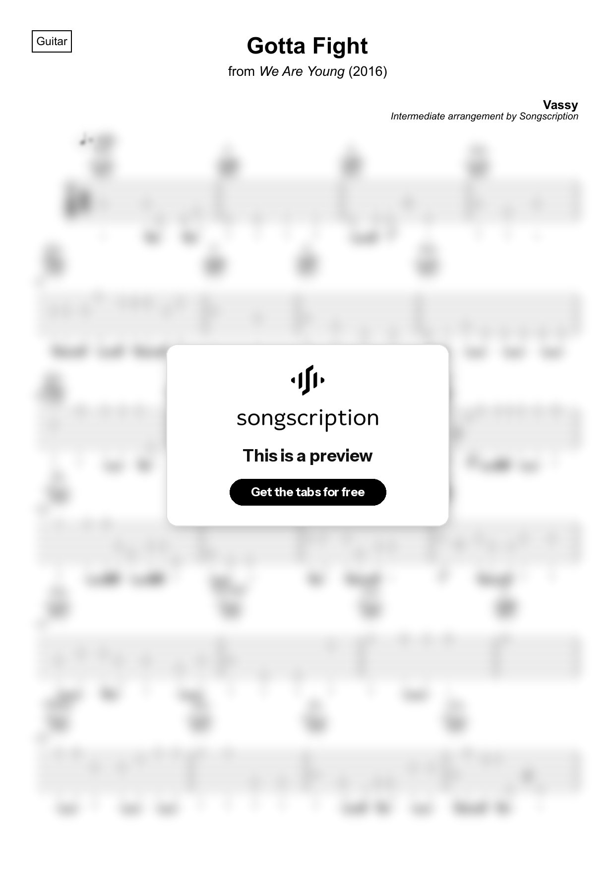 Intermediate Acoustic Guitar Tabs for "Gotta Fight" by Vassy