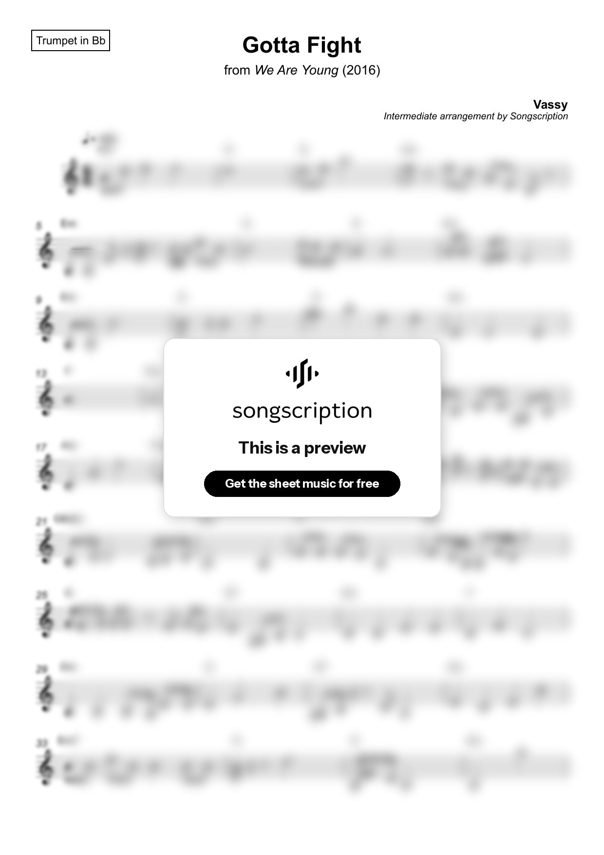 Intermediate Trumpet Sheet Music for "Gotta Fight" by Vassy