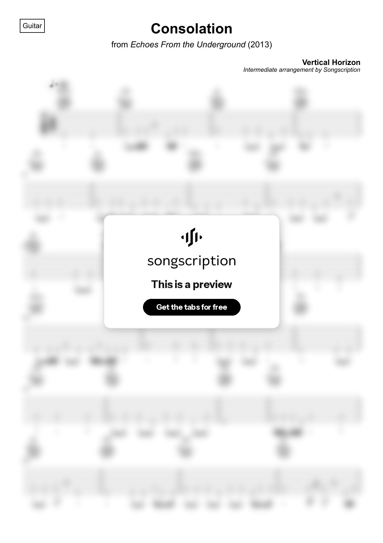 Intermediate Acoustic Guitar Tabs for "Consolation" by Vertical Horizon