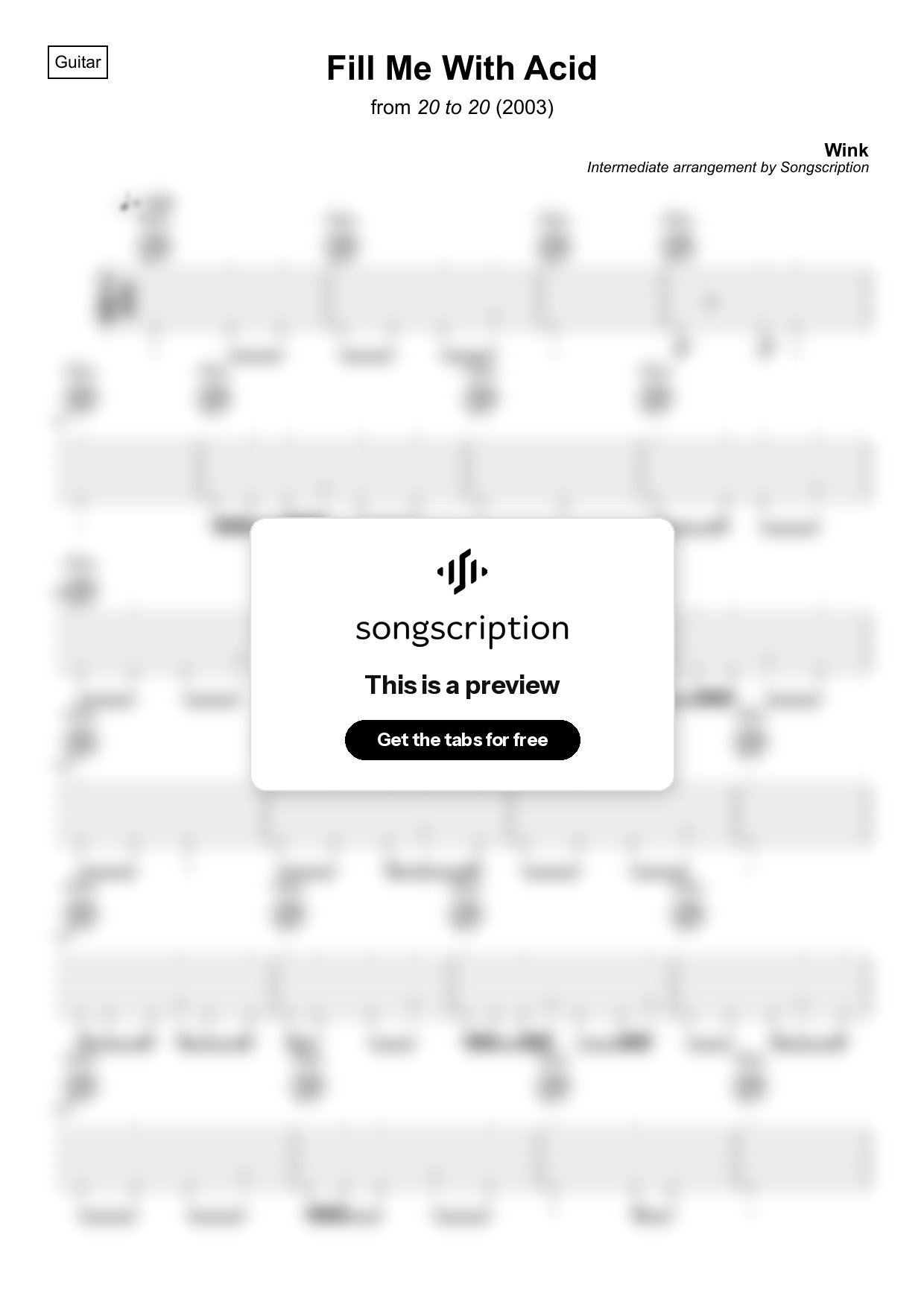Intermediate Acoustic Guitar Tabs for "Fill Me With Acid" by Wink