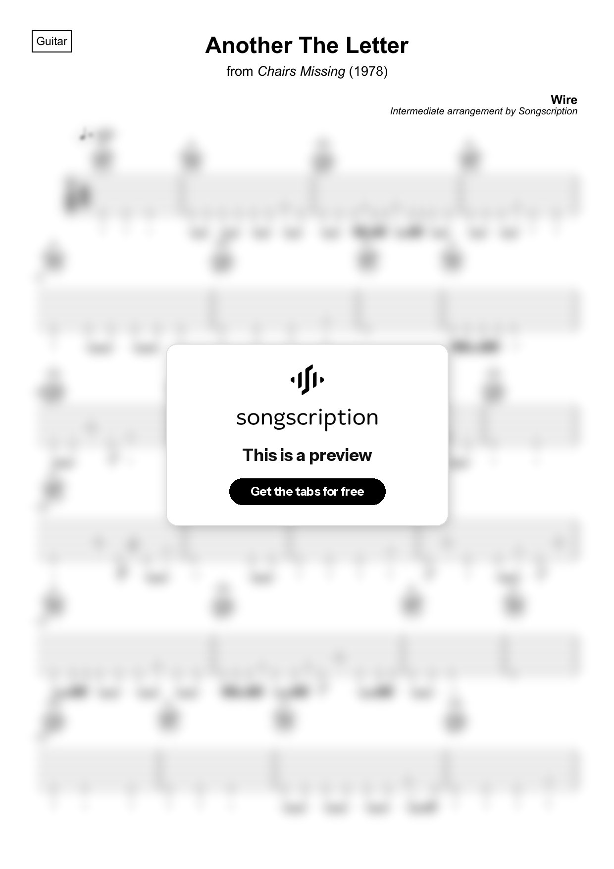 Intermediate Acoustic Guitar Tabs for "Another The Letter" by Wire