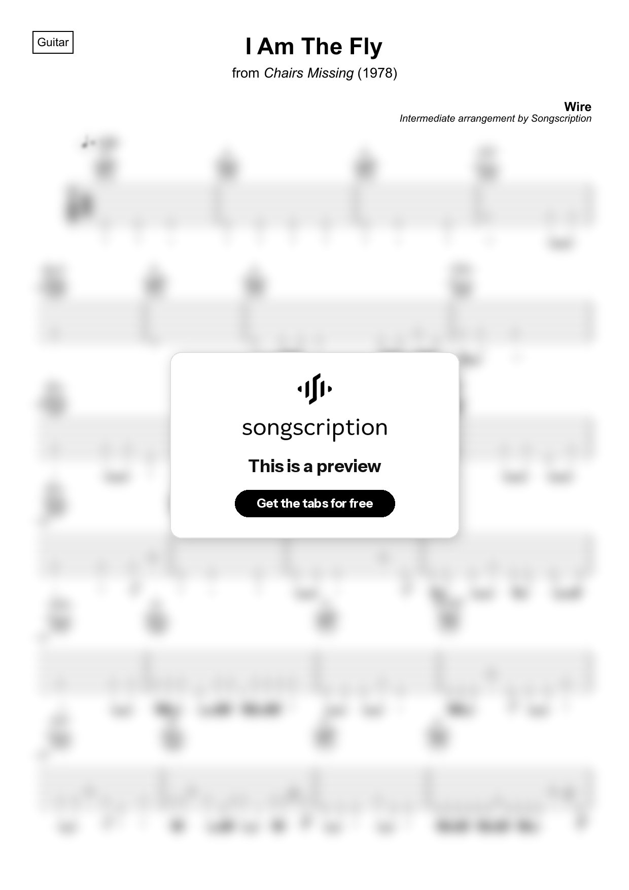 Intermediate Acoustic Guitar Tabs for "I Am The Fly" by Wire