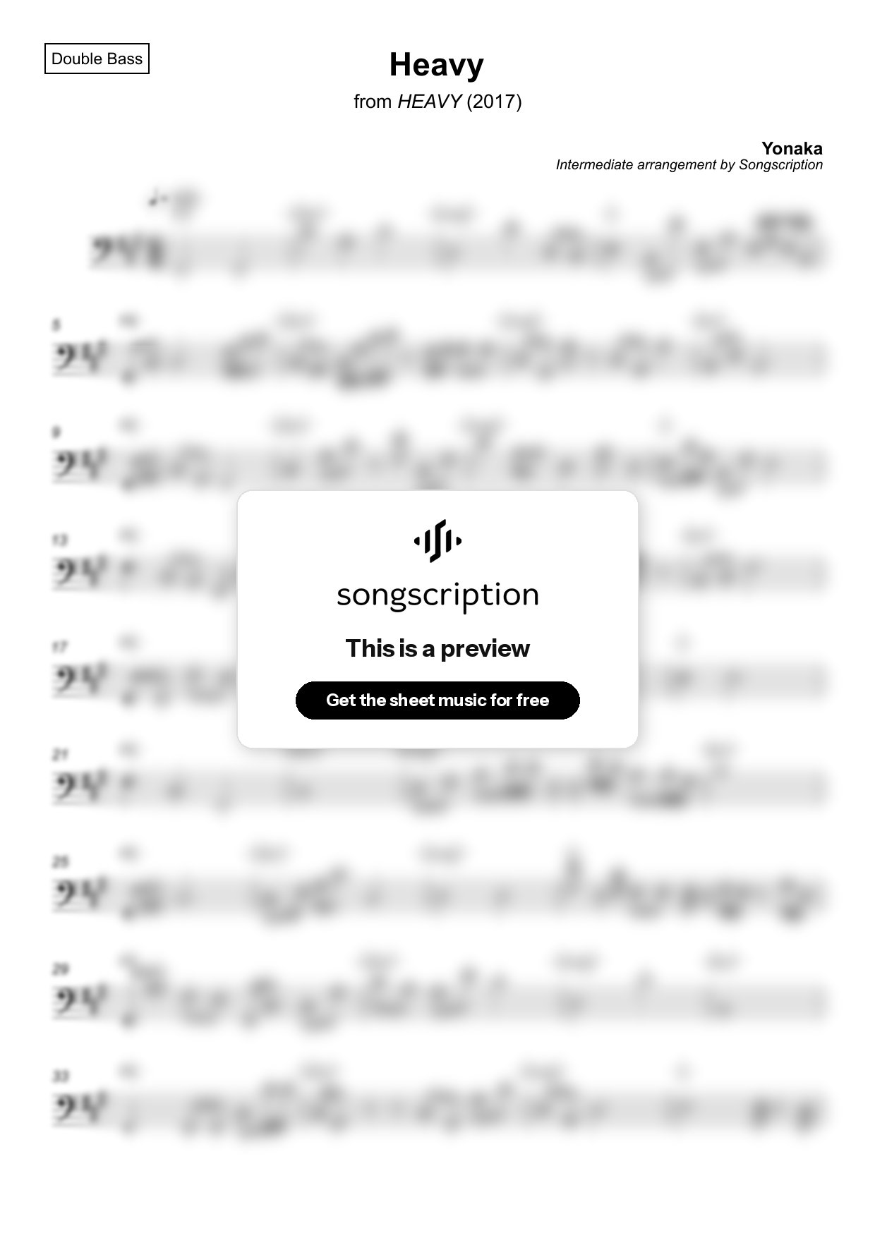 Intermediate Double Bass Sheet Music for "Heavy" by Yonaka