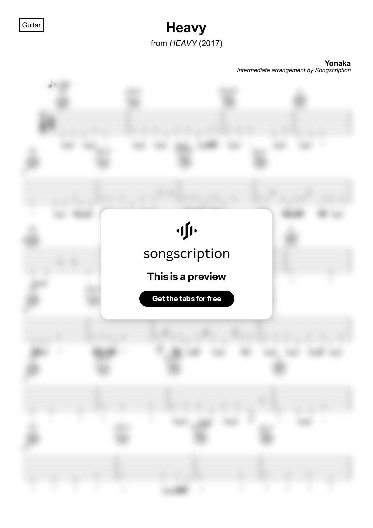 Intermediate Acoustic Guitar Tabs for "Heavy" by Yonaka