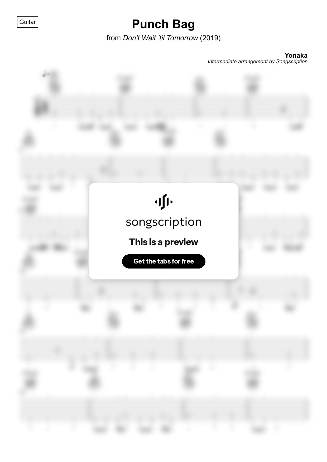 Intermediate Acoustic Guitar Tabs for "Punch Bag" by Yonaka