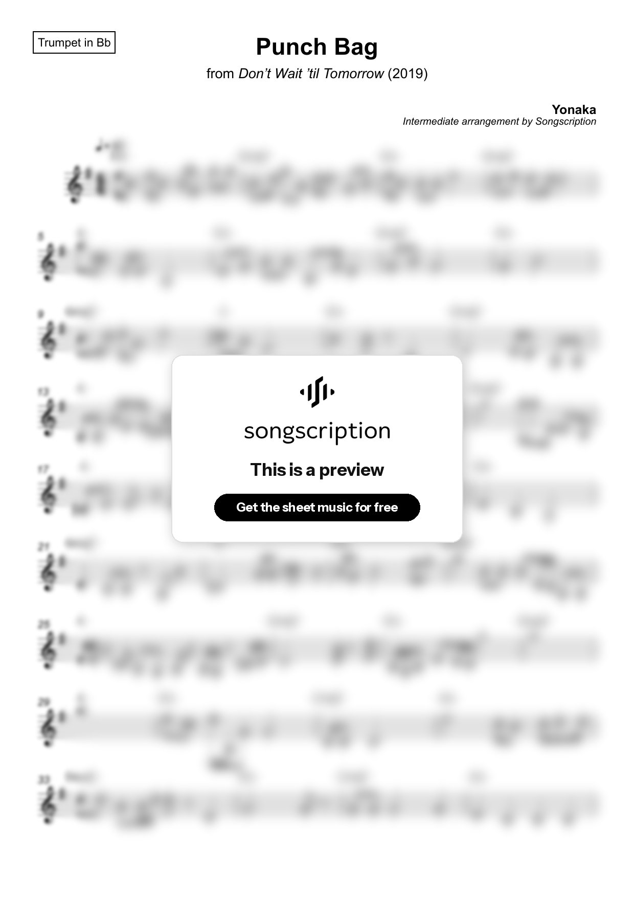 Intermediate Trumpet Sheet Music for "Punch Bag" by Yonaka