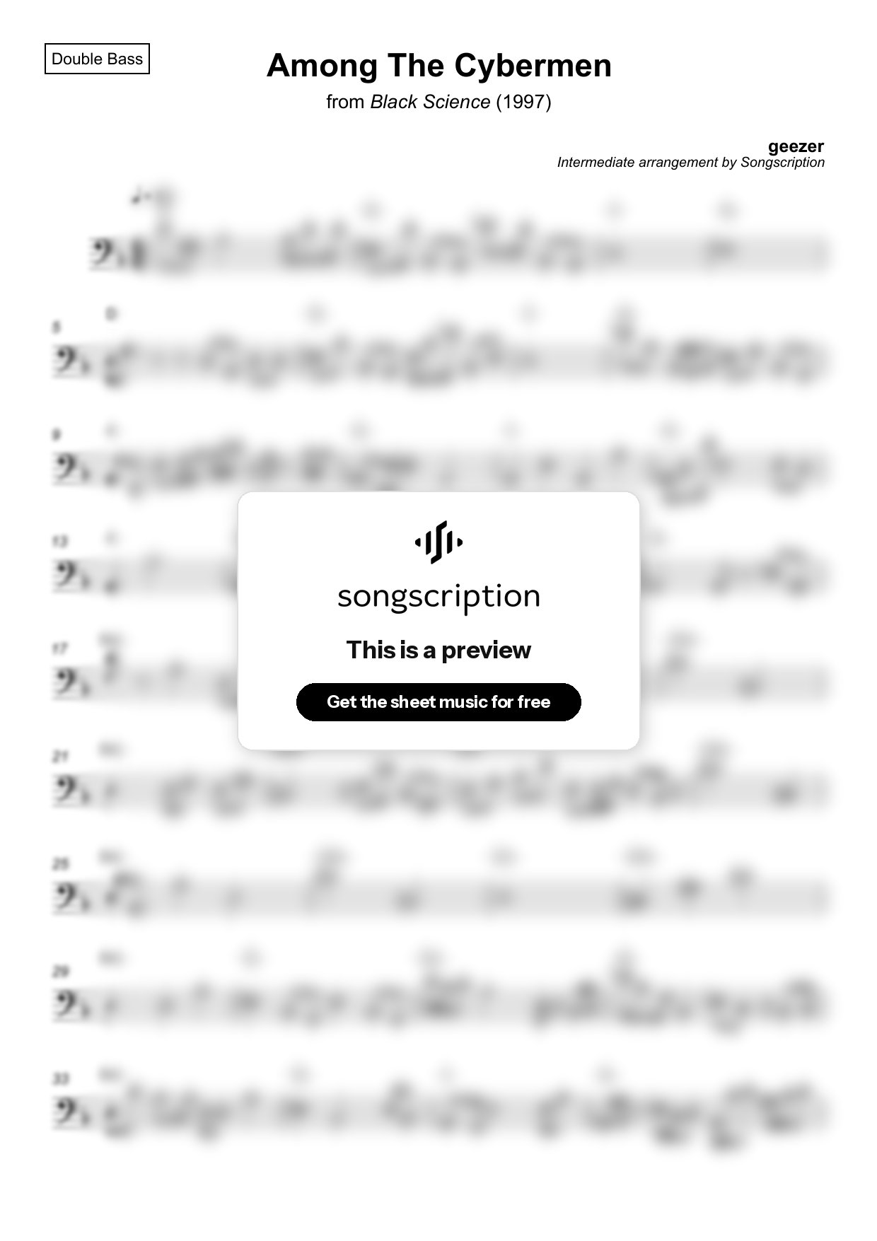 Intermediate Double Bass Sheet Music for "Among The Cybermen" by geezer