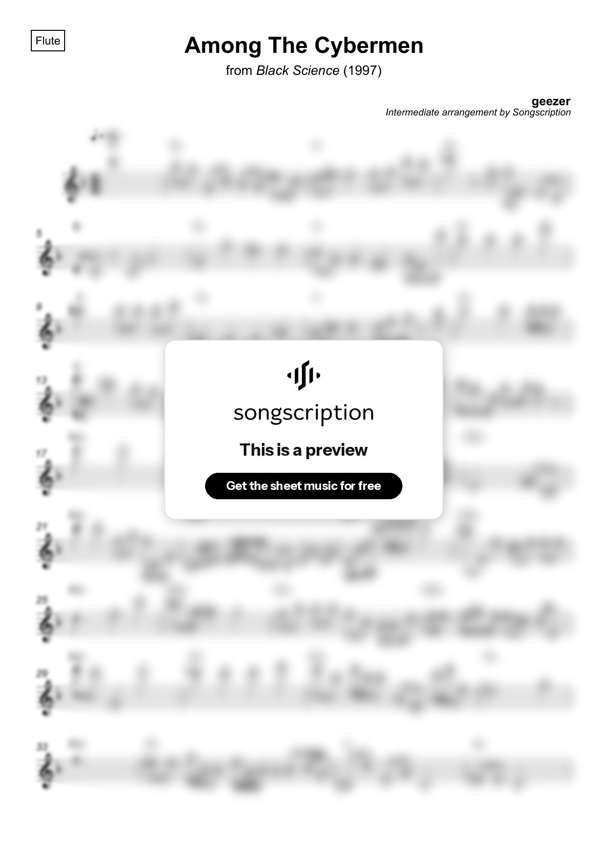 Intermediate Flute Sheet Music for "Among The Cybermen" by geezer