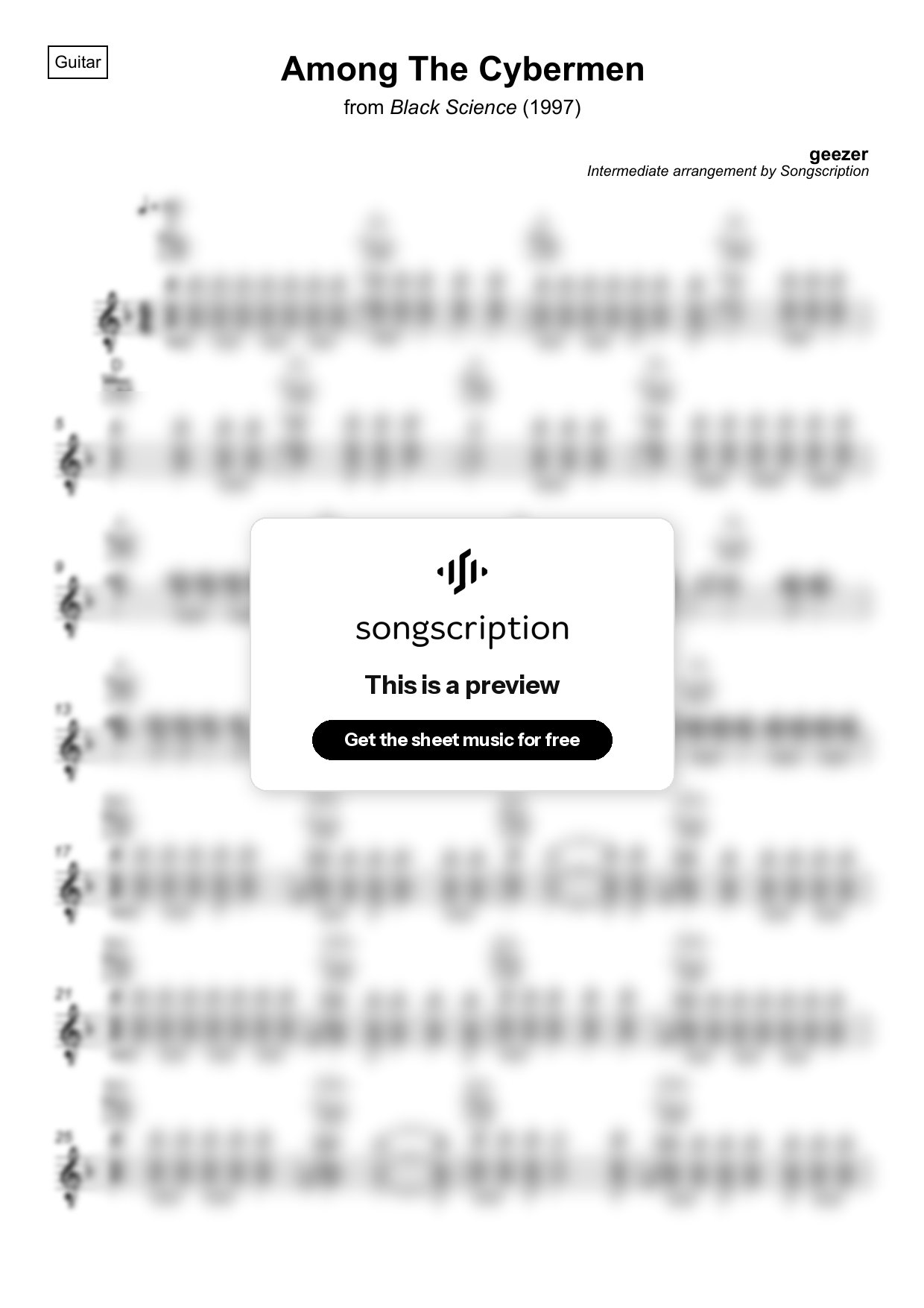 Intermediate Acoustic Guitar Sheet Music for "Among The Cybermen" by geezer