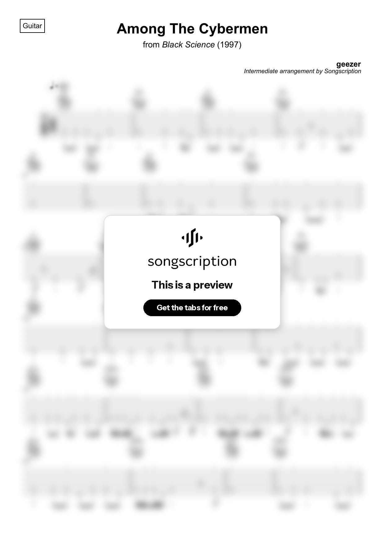 Intermediate Acoustic Guitar Tabs for "Among The Cybermen" by geezer