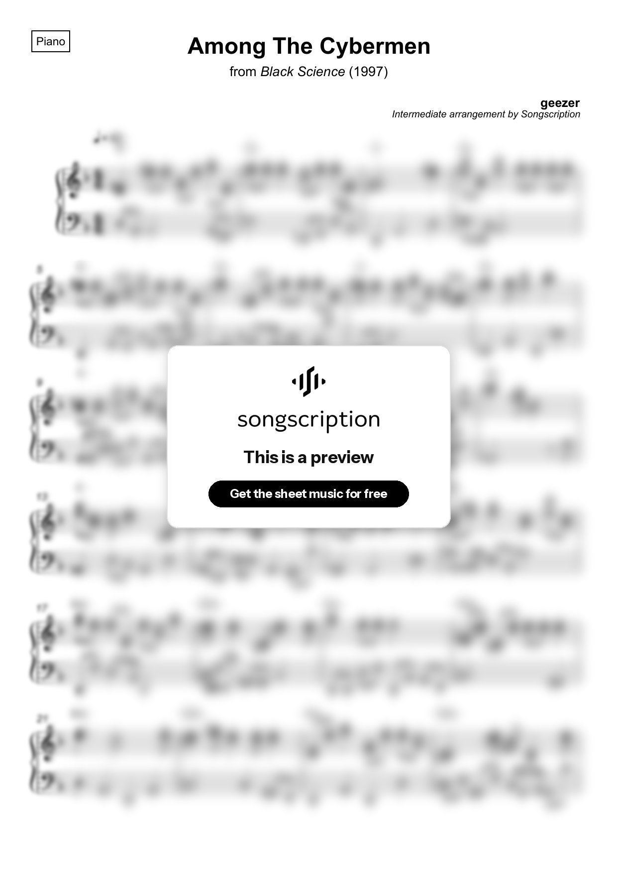 Intermediate Piano Sheet Music for "Among The Cybermen" by geezer