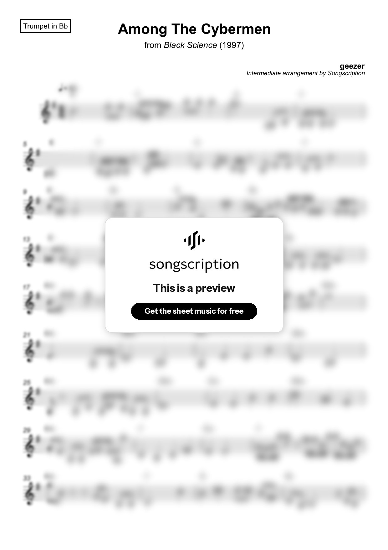 Intermediate Trumpet Sheet Music for "Among The Cybermen" by geezer