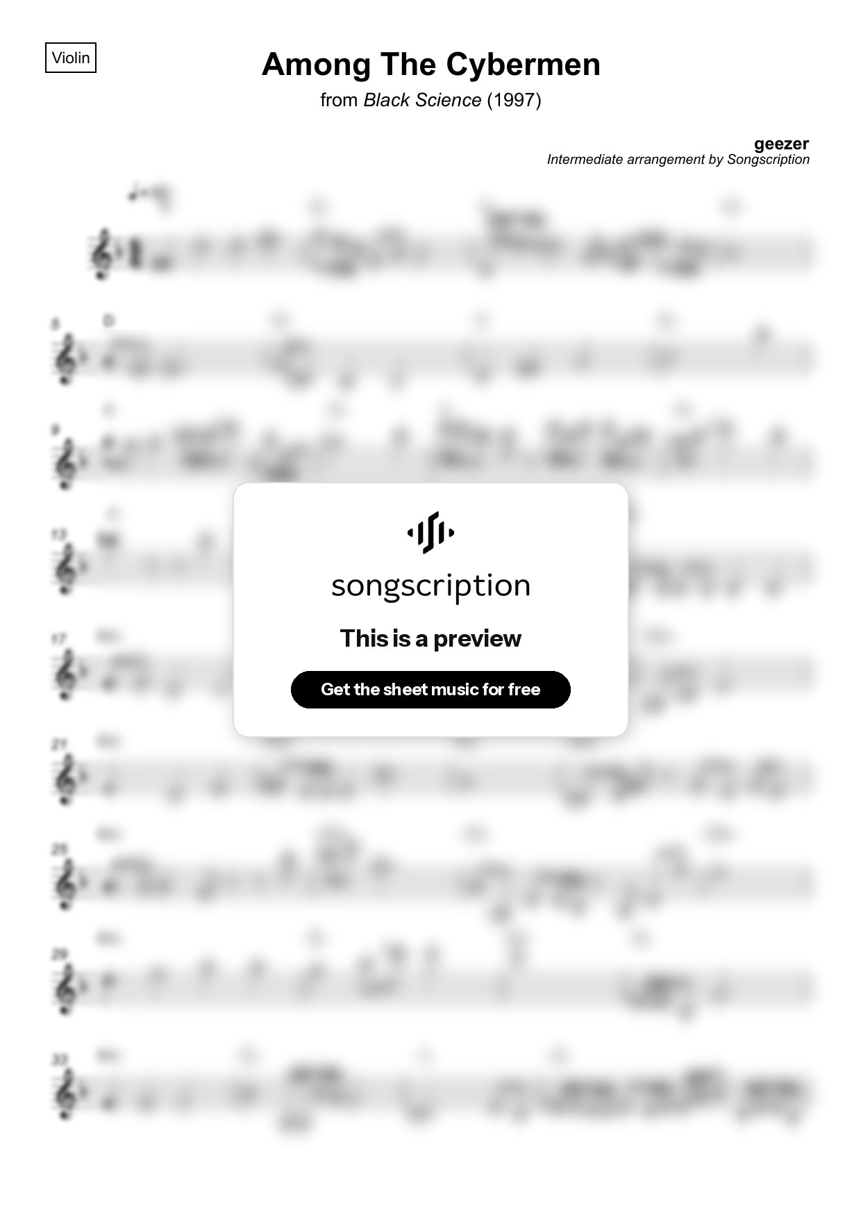 Intermediate Violin Sheet Music for "Among The Cybermen" by geezer