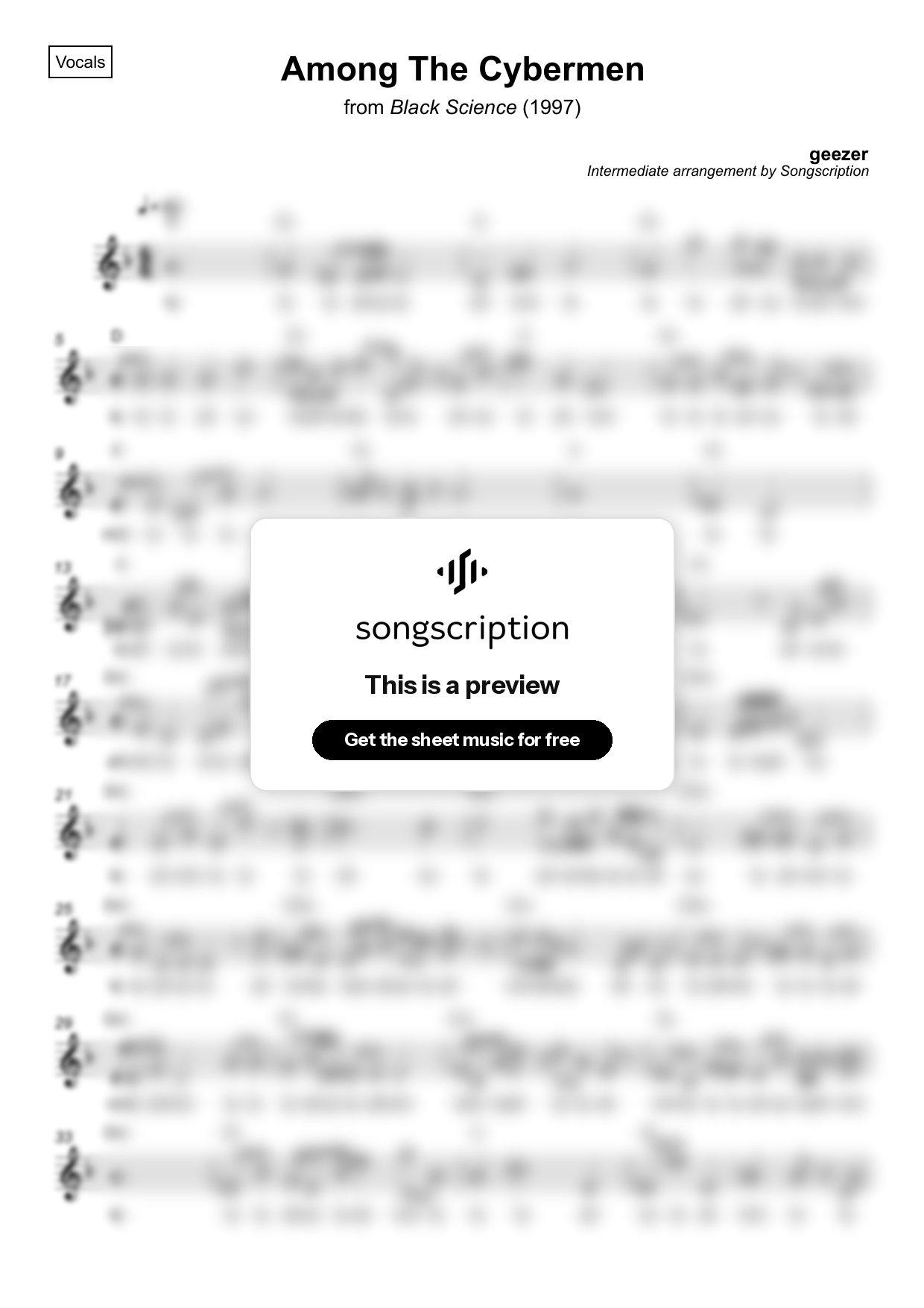Intermediate Vocals Sheet Music for "Among The Cybermen" by geezer